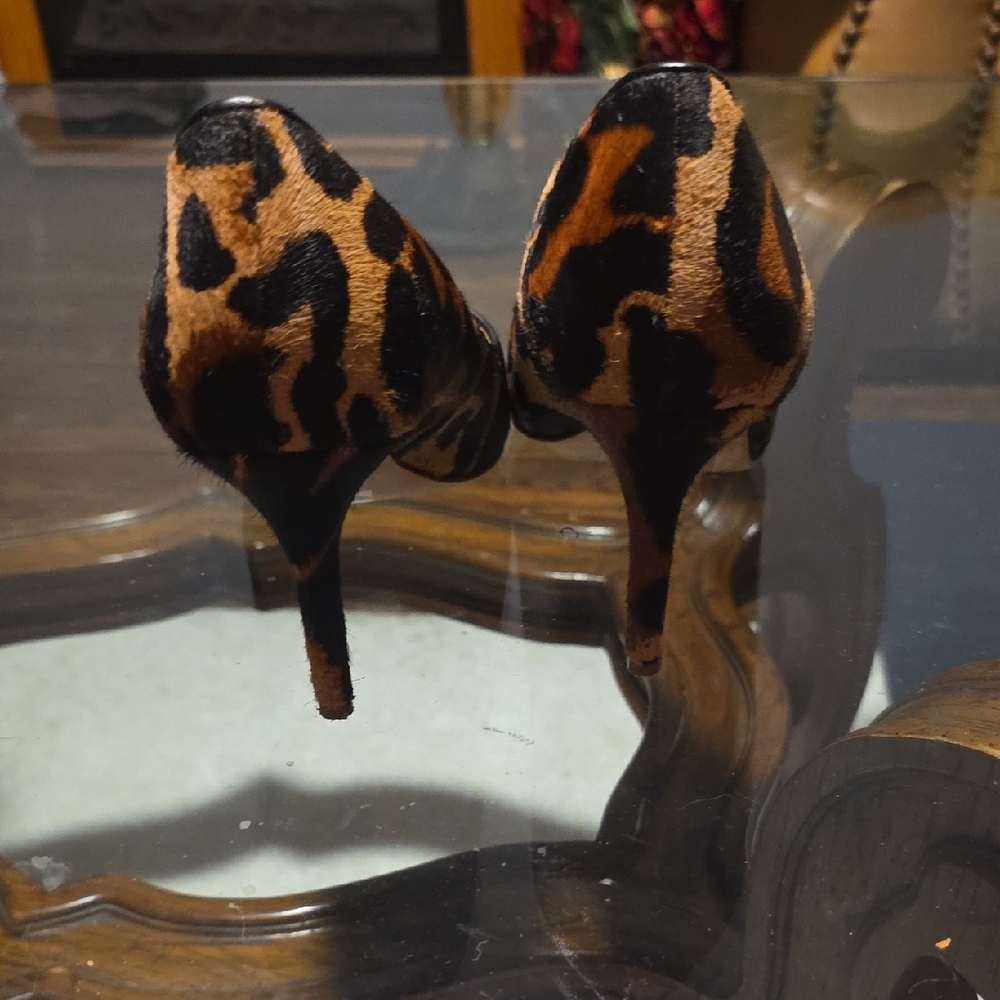 Louise et Cie Leopard Real Cow Hair Fur Heels - Picture 5 of 11